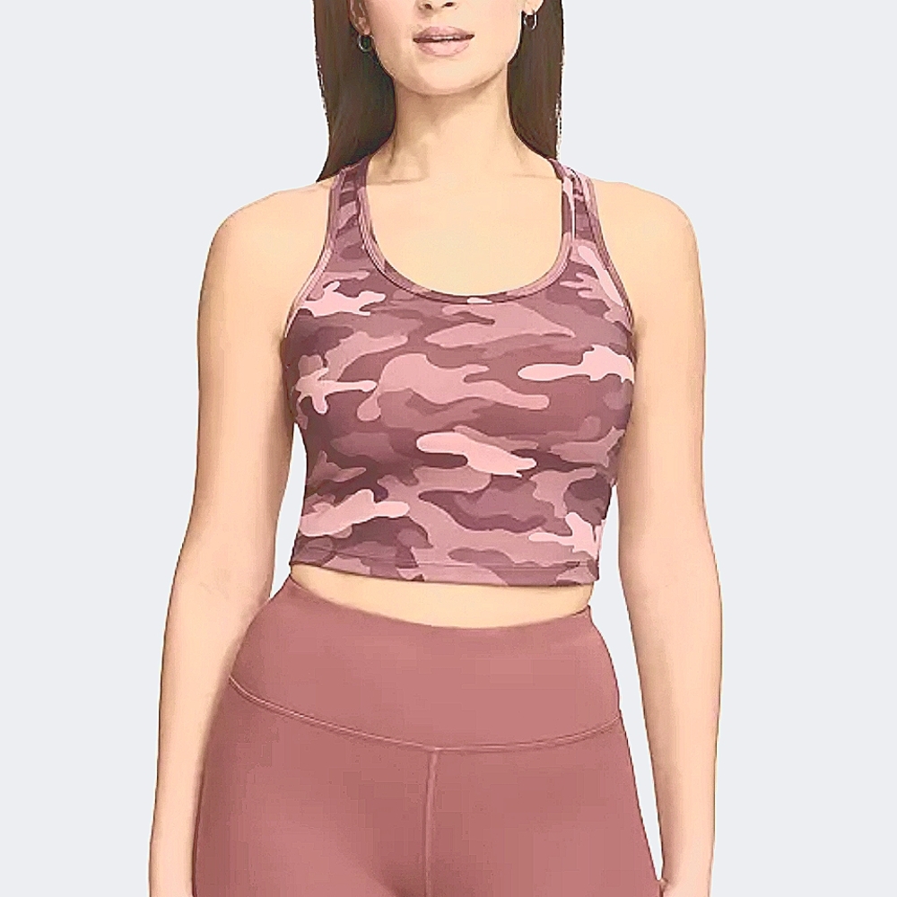 Pink Calvin Klein Performance Camo Scoop-Neck Crop Top S